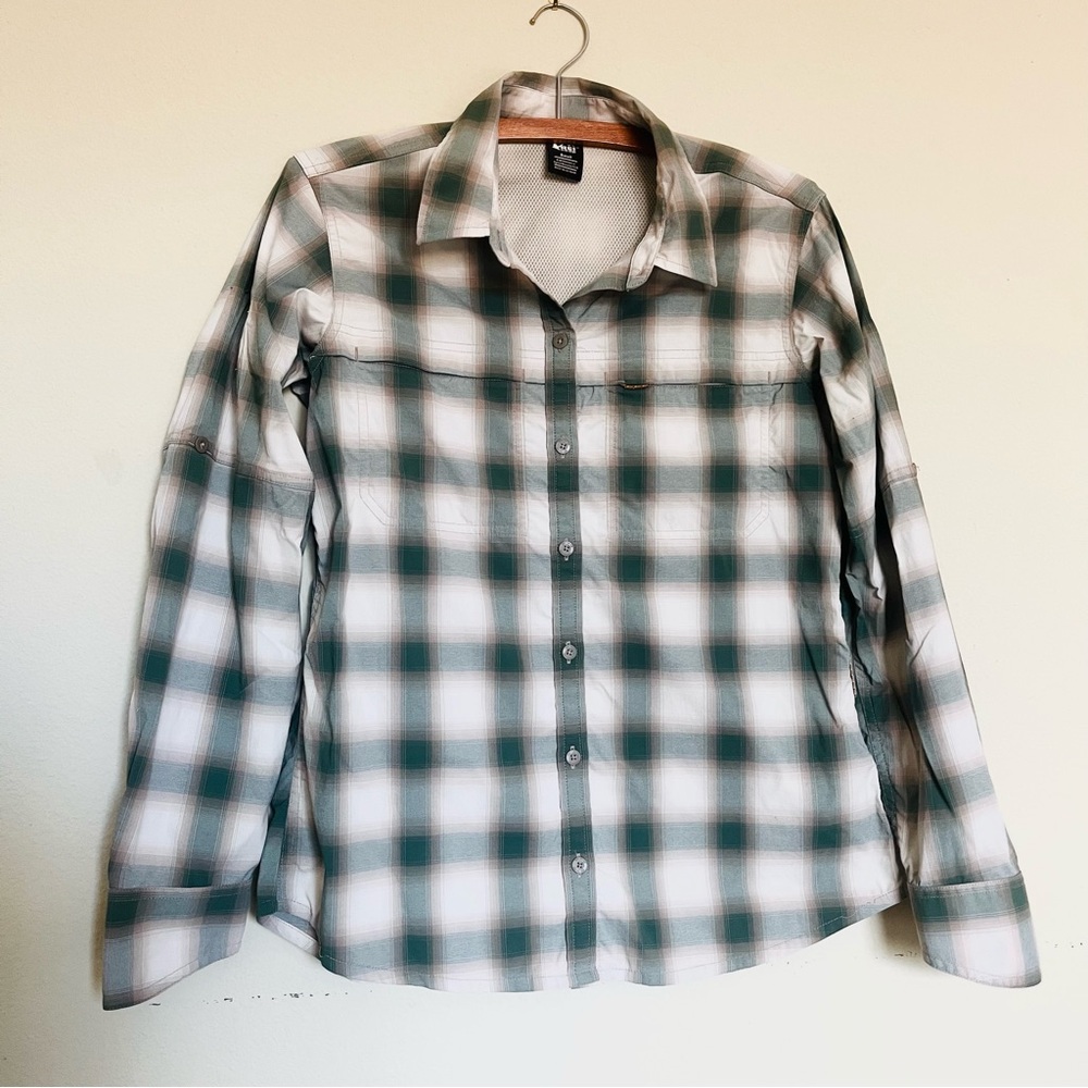 REI Vented Mesh Hiking Fishing Button Up Shirt UPF 30, Size S